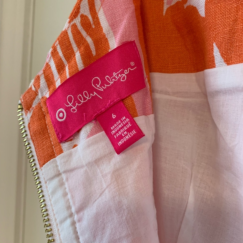 Lilly Pulitzer Pink Coral Sleeveless Mini Dress Giraffe Animal Print‎ Linen Sz 6 - Picture 11 of 15